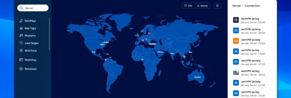 NordVPN Review 2025 interface showing the world map and server selection screen