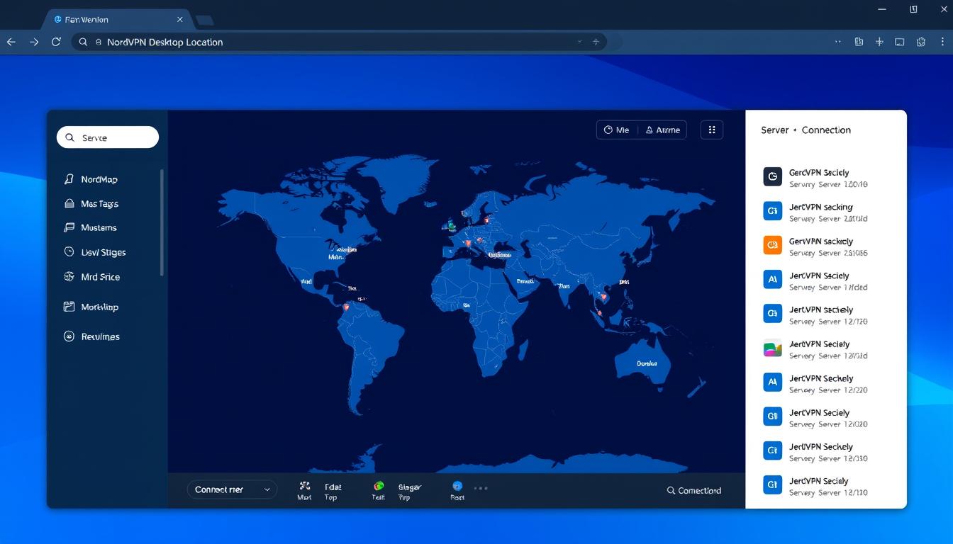 NordVPN Review 2025 interface showing the world map and server selection screen