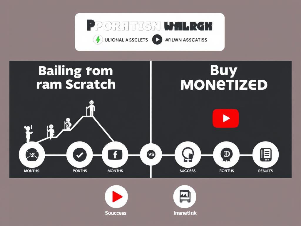 Comparison between building a YouTube channel from scratch vs buying monetized YouTube pages Comparison between building a YouTube channel from scratch vs buying monetized YouTube pages