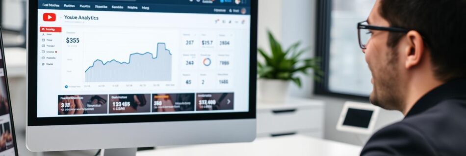 Person earning money from monetized YouTube pages showing analytics dashboard