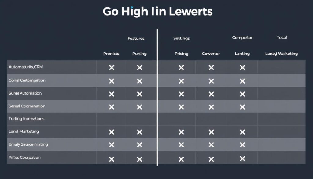 Comparison chart showing Go High Level versus competitor platforms