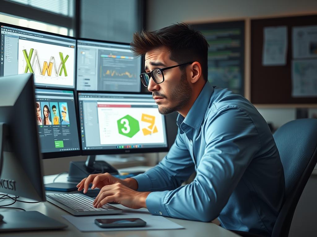 Frustrated person struggling with complex animation software