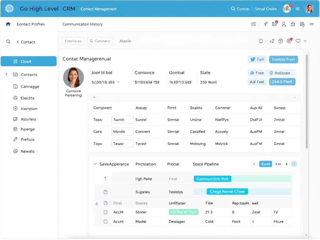 Go High Level CRM interface showing contact management and pipeline features