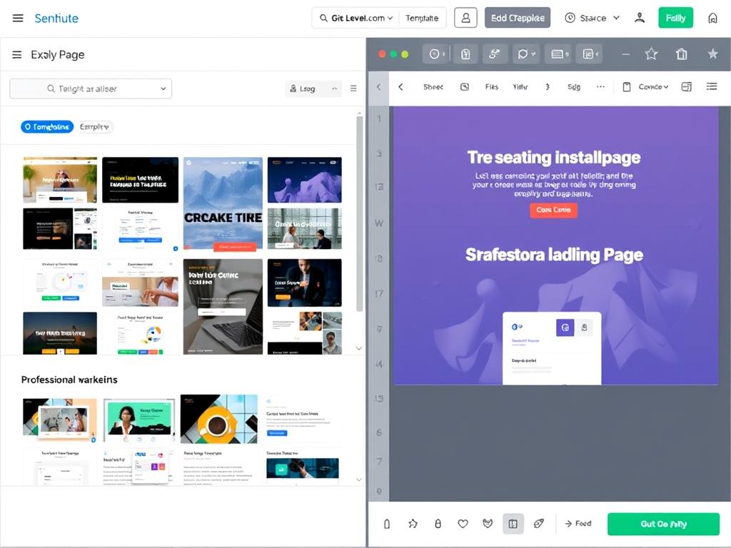 Go High Level landing page builder showing template selection and customization