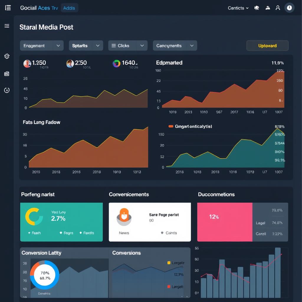 Analytics dashboard showing social media performance metrics Analytics dashboard showing social media performance metrics