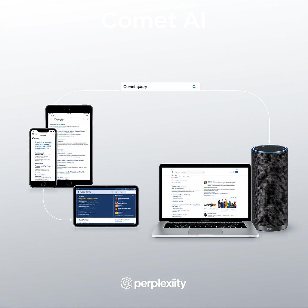 Cross-platform integration showing Comet AI working across devices in the future of internet search