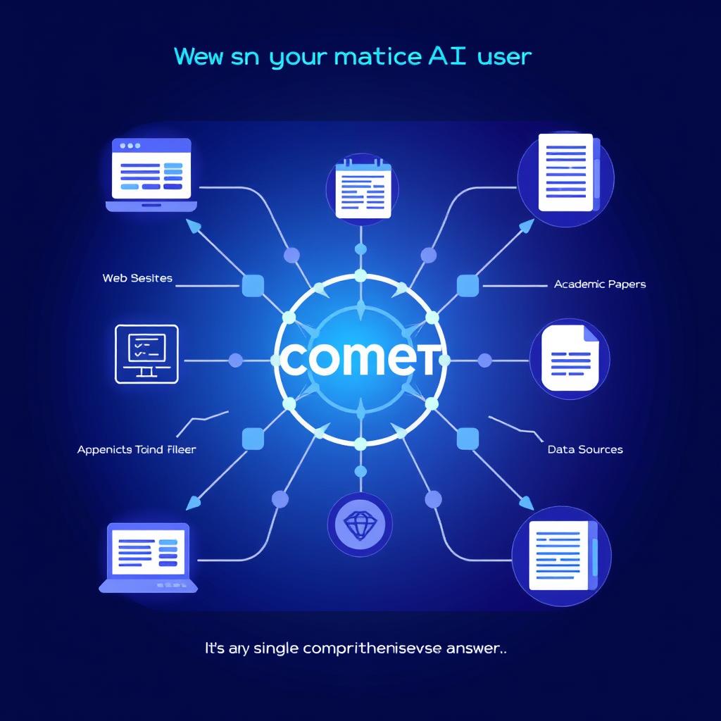 Multi-source synthesis showing how Comet AI combines information from across the web for the future of internet search