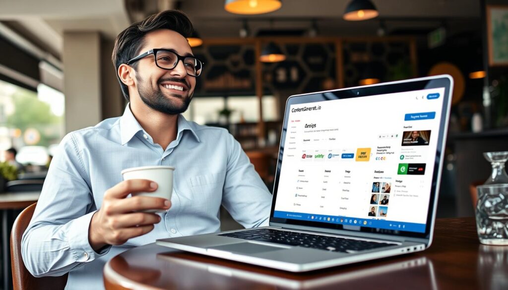 Person enjoying free time while ContentGenerator.io manages their social media Person enjoying free time while ContentGenerator.io manages their social media